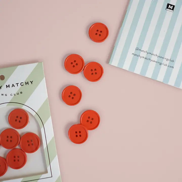 Tomato Retro Buttons 7/8" from Matchy Matchy Sewing Club