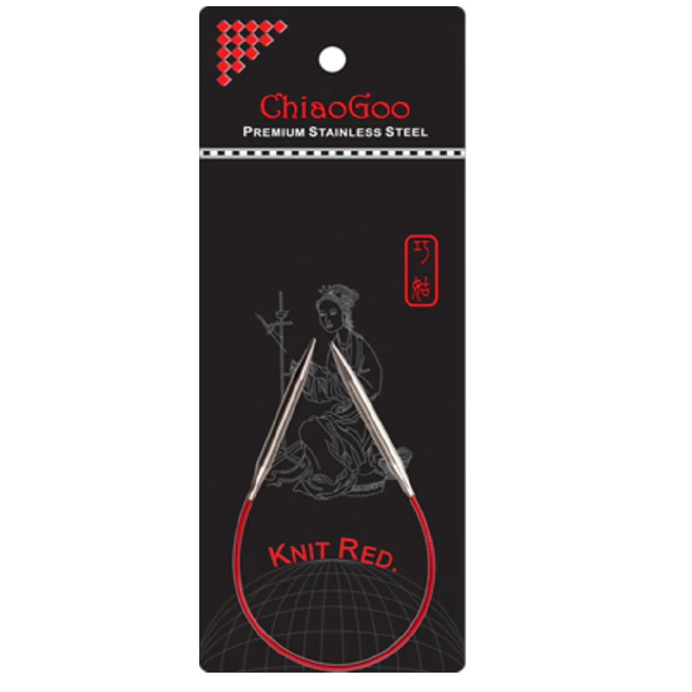 9 inch ChiaoGoo Premium Stainless Steel Knit Red Circular needles