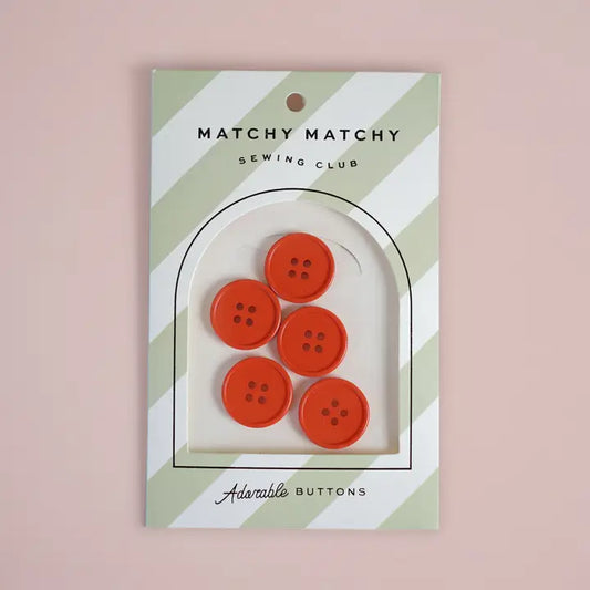Tomato Retro Buttons 7/8" from Matchy Matchy Sewing Club