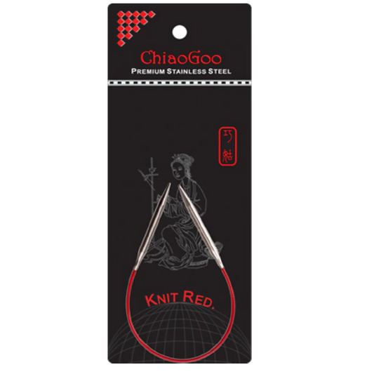 9 inch ChiaoGoo Premium Stainless Steel Knit Red Circular needles